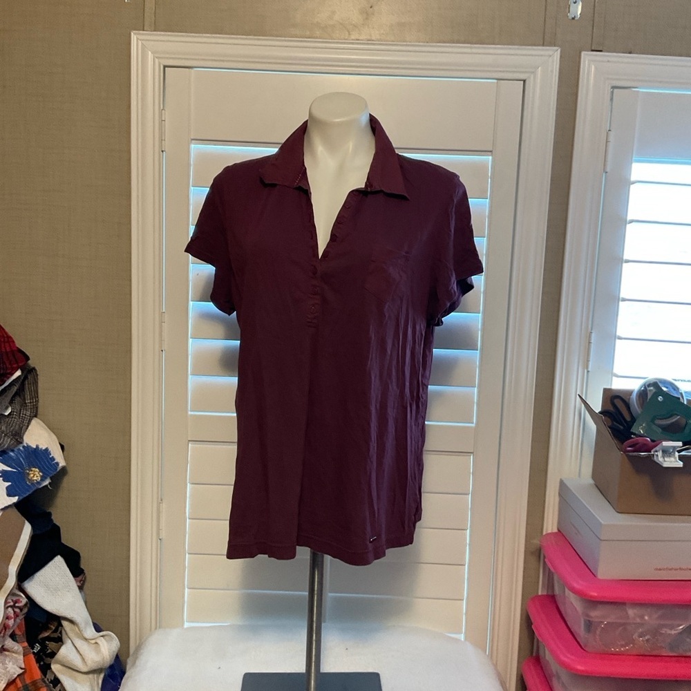 Mossimo Supply Co. Women's Maroon Button Down Shirt